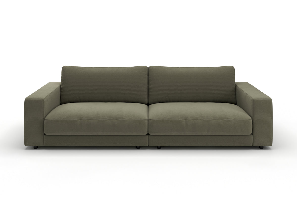 Skagen 3-Sitzer-Sofa in Feincord Oliv – Ansicht von vorn