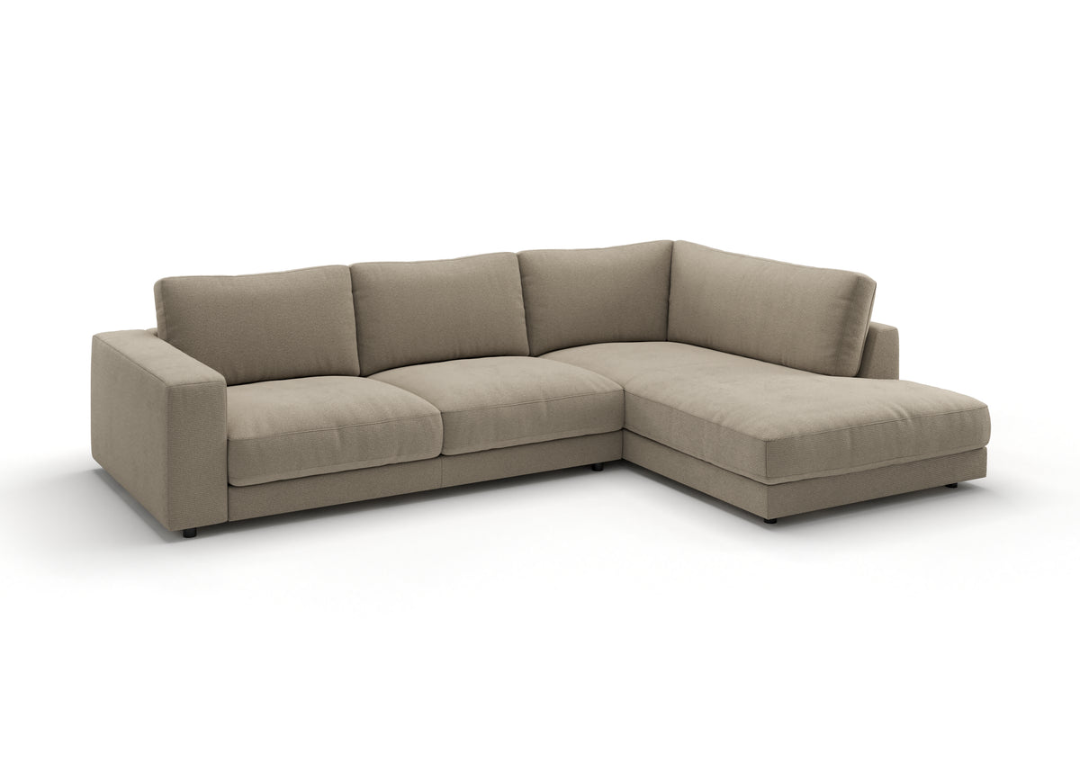 Skagen Ecksofa in L-Form in Feincord Sand, Ecke rechts