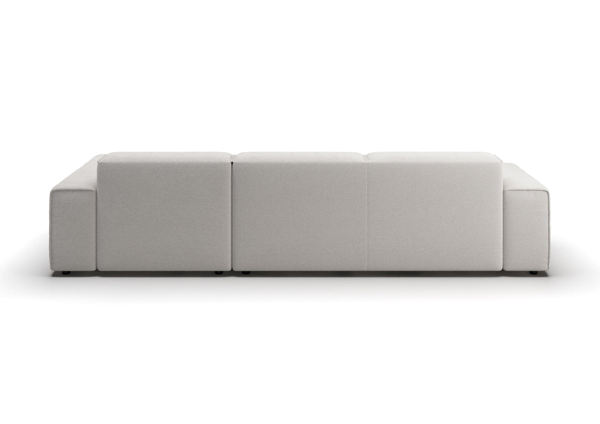 Lund Ecksofa mit Ottomane in Feincord Weiß, Ottomane rechts – Rückansicht