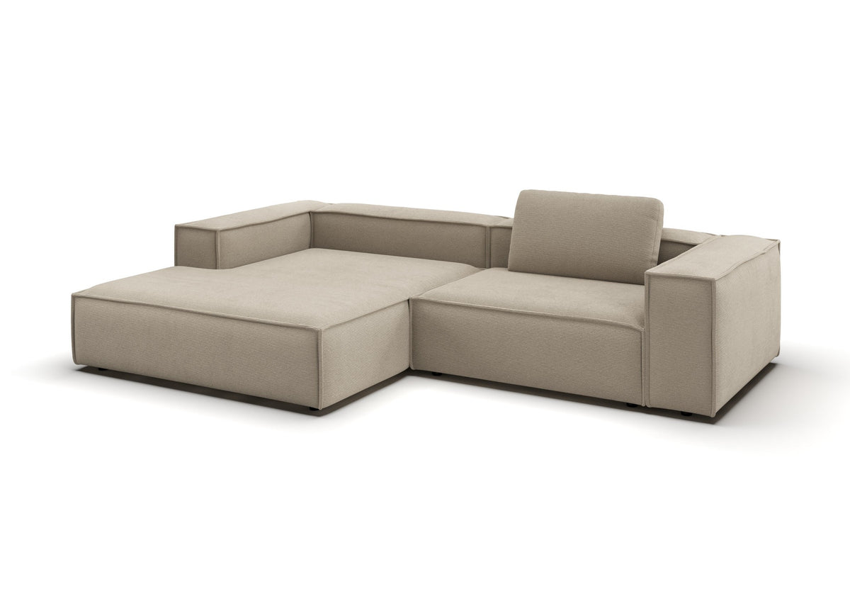 Bergen Ecksofa mit Longchair in Feincord Sand, Longchair links