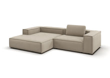 Bergen Ecksofa mit Longchair in Feincord Sand, Longchair links