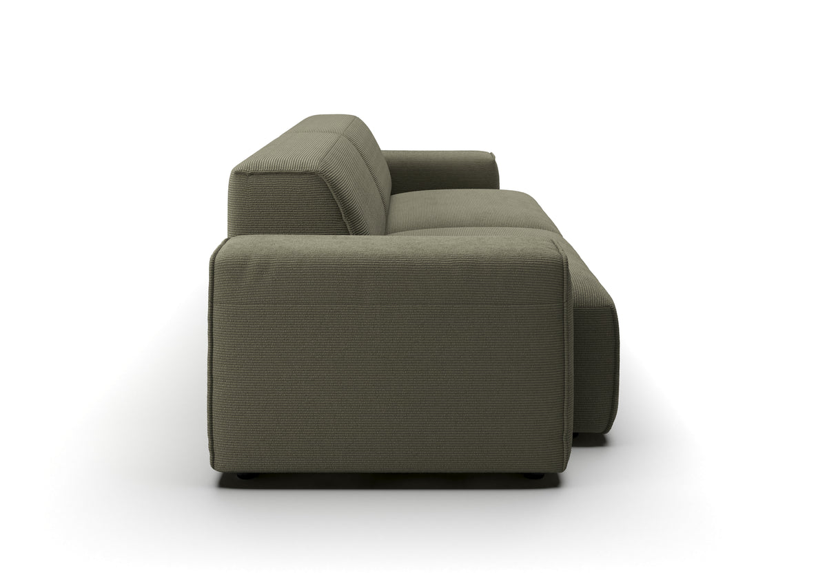 Lund 3-Sitzer-Sofa in Feincord Oliv – Seitenansicht