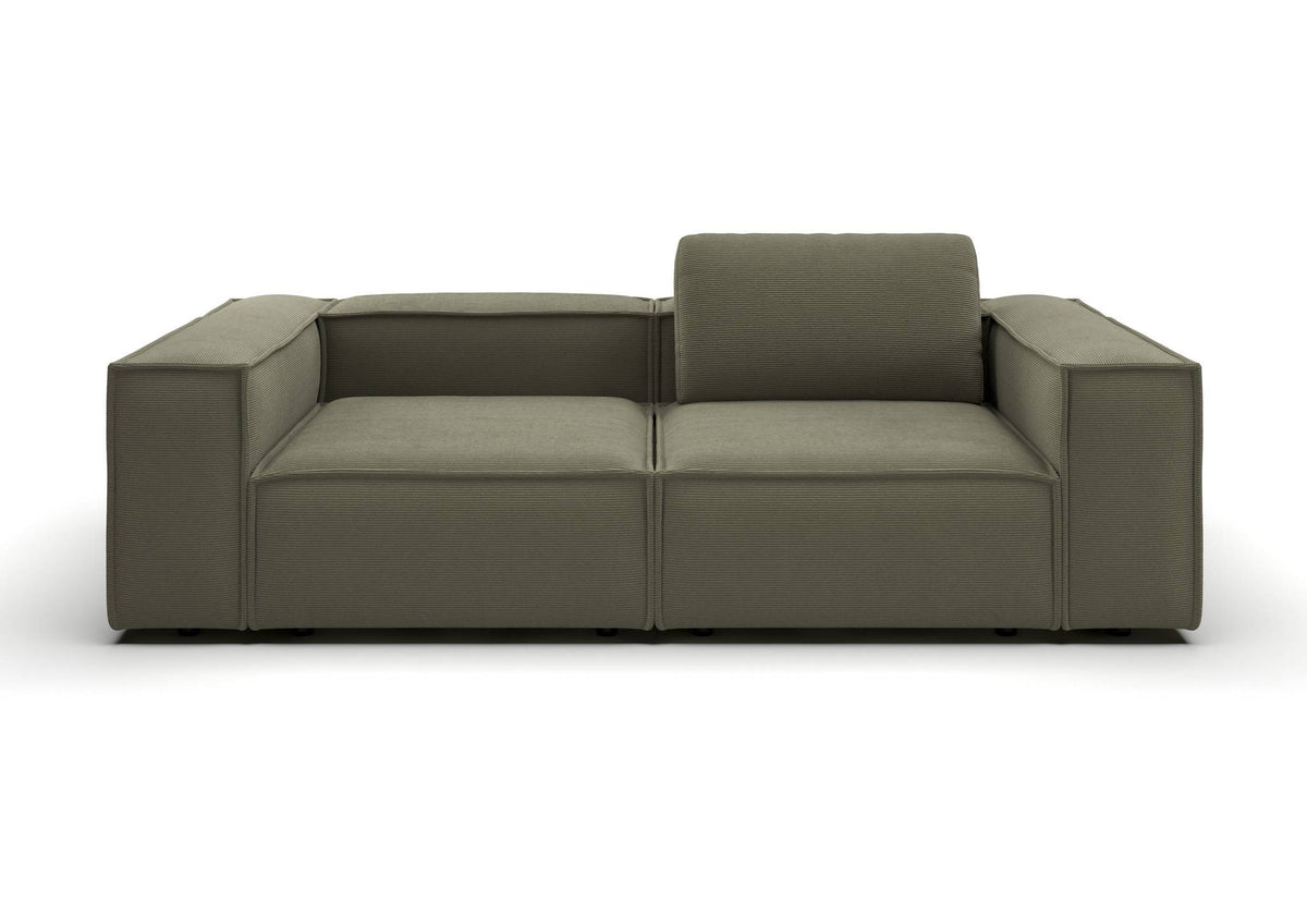 Bergen 2-Sitzer-Sofa in Feincord Oliv – Ansicht von vorn