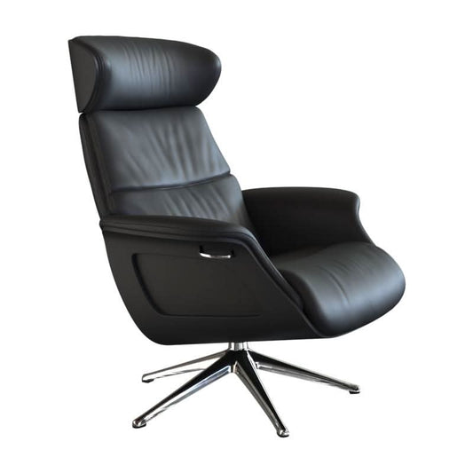 Clement Relaxsessel - Leder Savoy - Platin - separater Fußhocker
