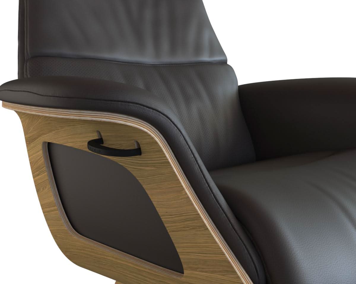Clement Relaxsessel - Leder Savoy - Dark Brown Amaretto - separater Fußhocker - Eiche