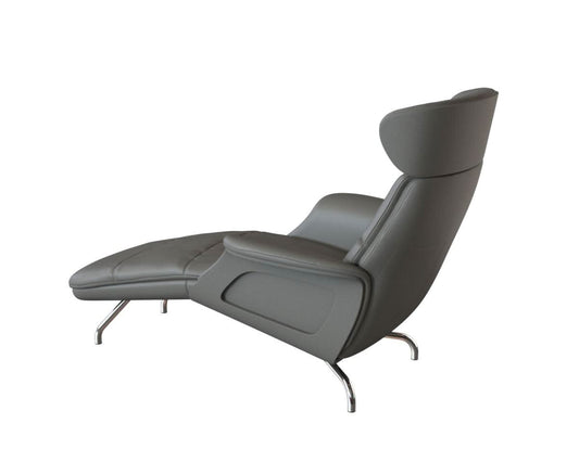 Clement Chaiselongue - Leder Omaha - Grey