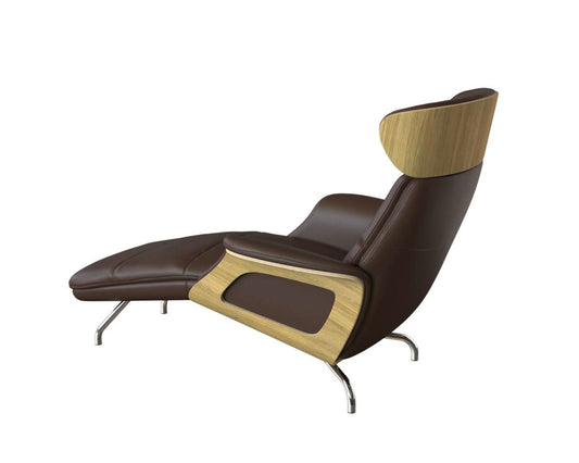 Clement Chaiselongue - Leder Omaha - Warm Brown - Eiche