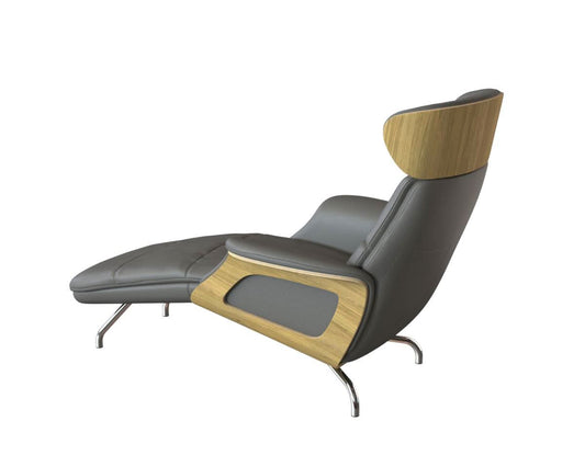 Clement Chaiselongue - Leder Omaha - Grey - Eiche