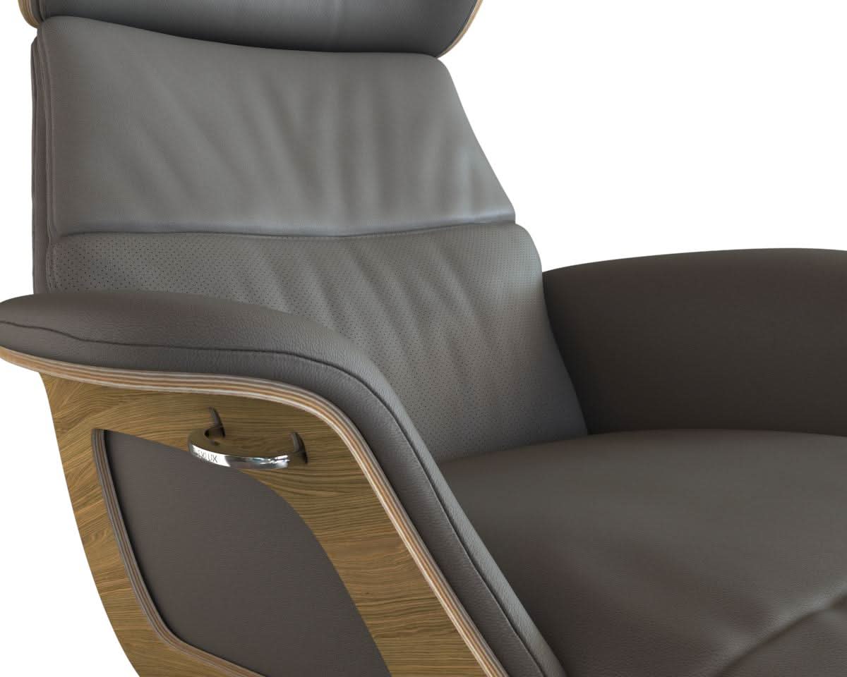 Clement Chaiselongue - Leder Omaha - Grey - Eiche