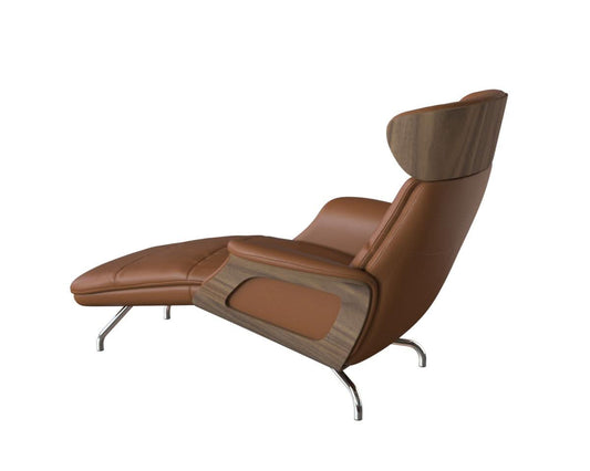Clement Chaiselongue - Leder Omaha - Cognac Brown - Wallnuss